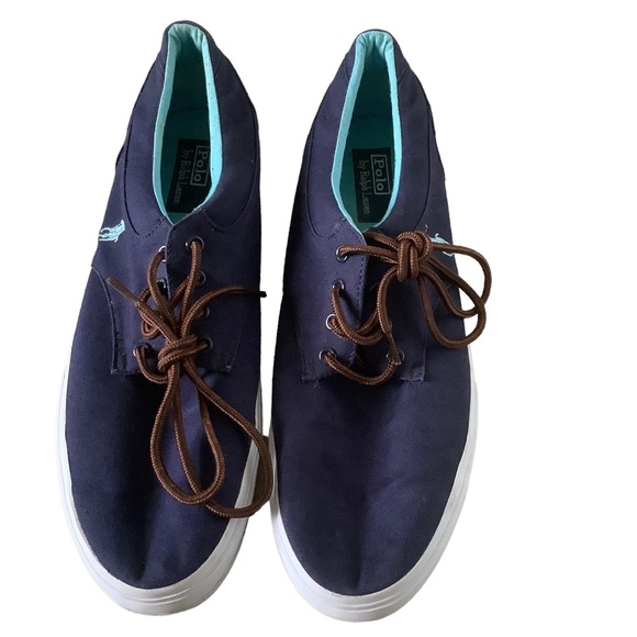 Polo Ralph Lauren Mens Felton canvas sneaker shoes navy blue lace up size 13 - Picture 3 of 7